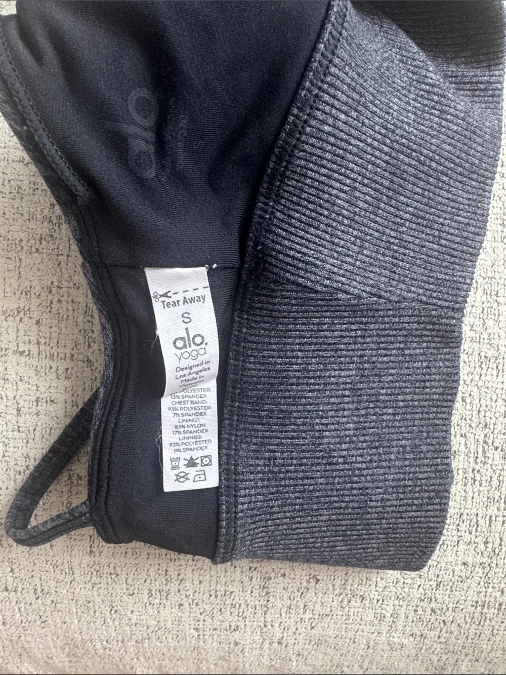 ALO Yoga Charcoal Grey Strappy Sports Bra